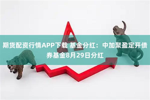 期货配资行情APP下载 基金分红:中加聚盈定开债券基金8月29日分红